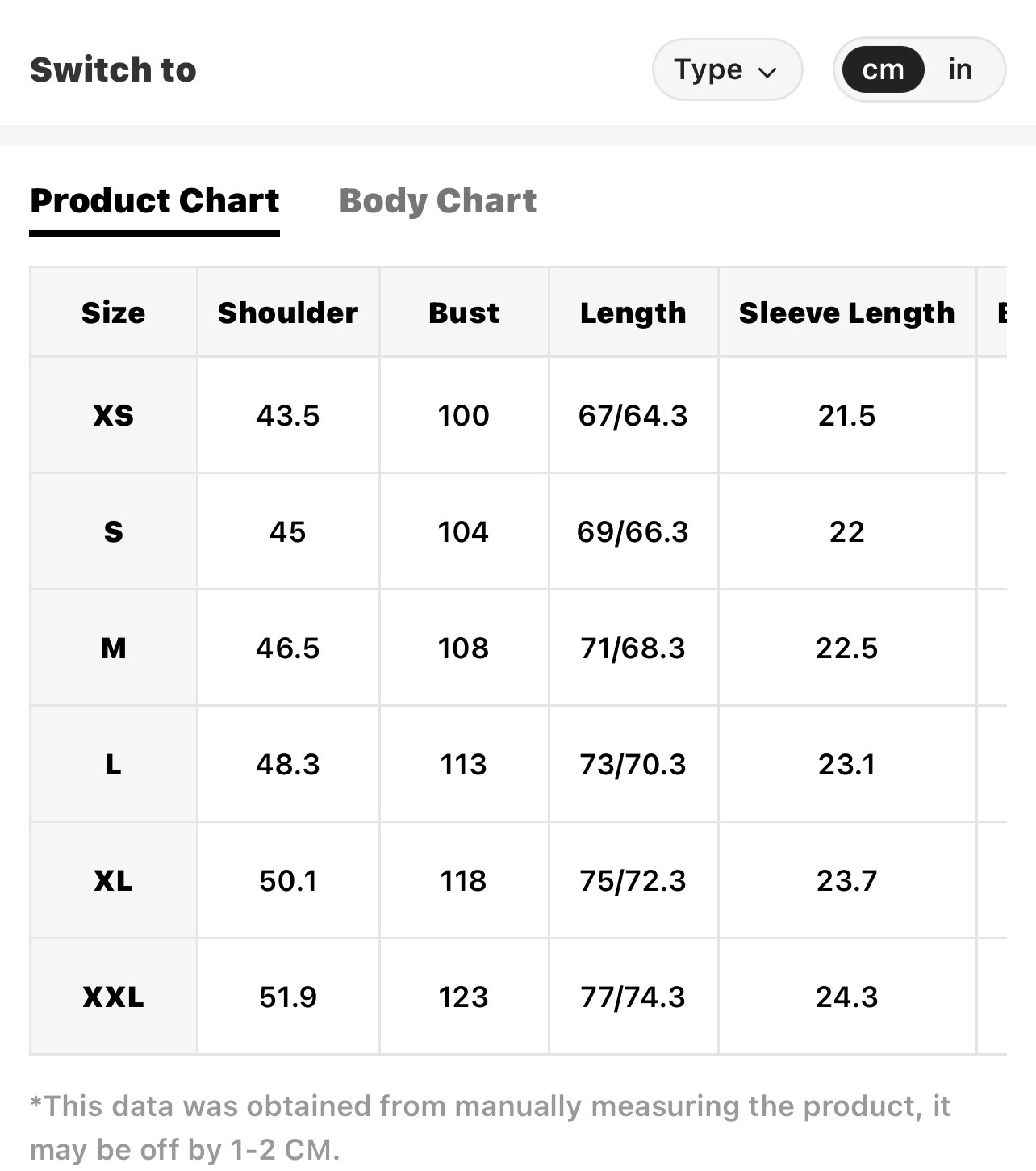 Size Chart